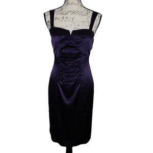 Newport News | Purple Satin Sheath Bodycon Sleeveless Dress | Size 6P